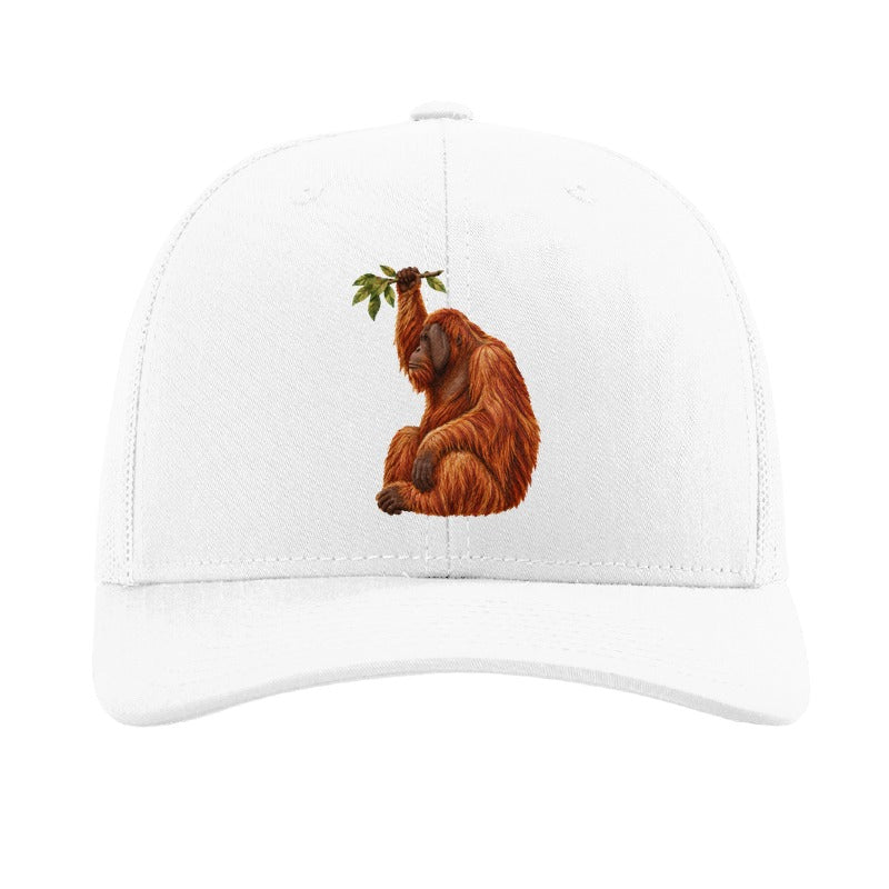 Embroidered orangutan patch trucker hat, Cleveland - White