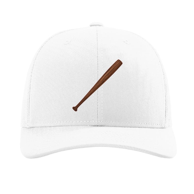 Wood baseball bat patch trucker hat, Cleveland grand slam and walk-off — White