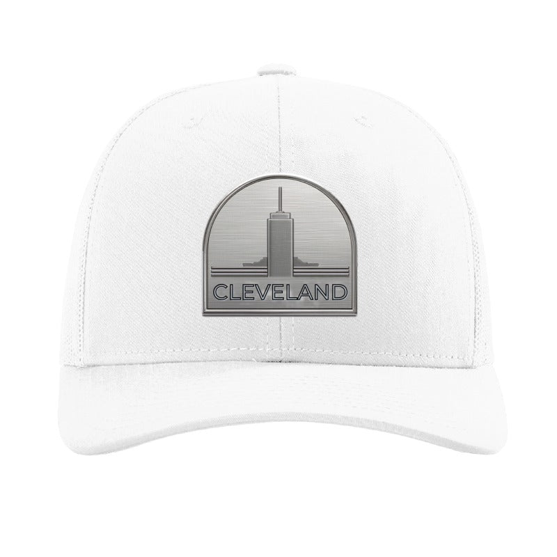 Metal tower patch trucker hat, Cleveland Erieview
