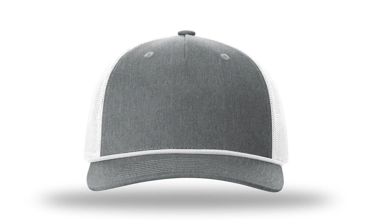 Personalized Richardson 112FPR Five Panel Trucker Hat with Rope with Custom Patch
