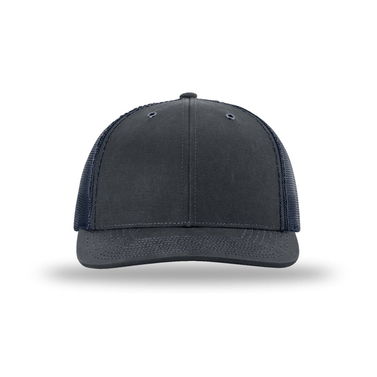 Richardson 112WF Fremont waxed cotton trucker hat in navy, front view