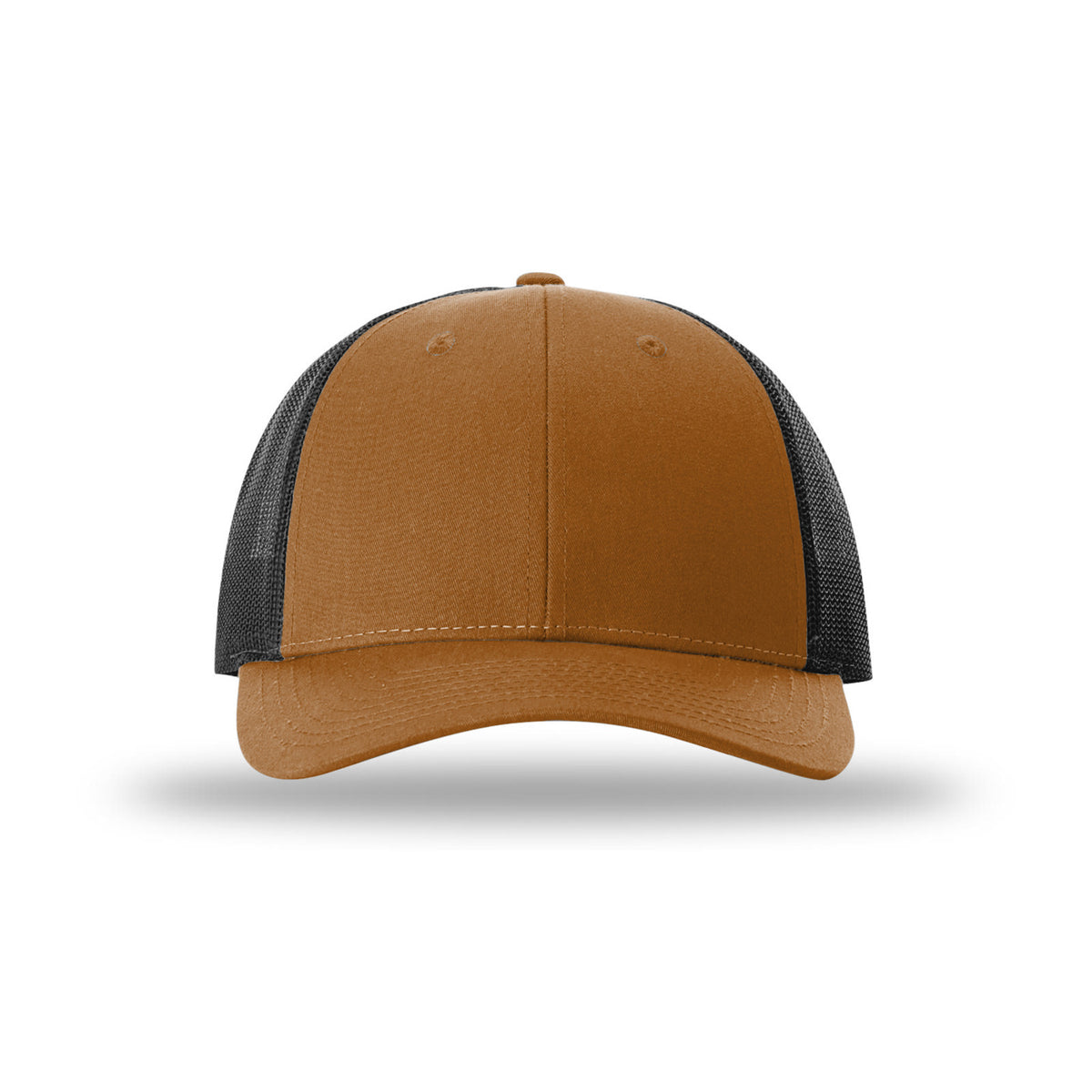 Richardson 115 Low Pro Trucker hat, Caramel/Black, front view