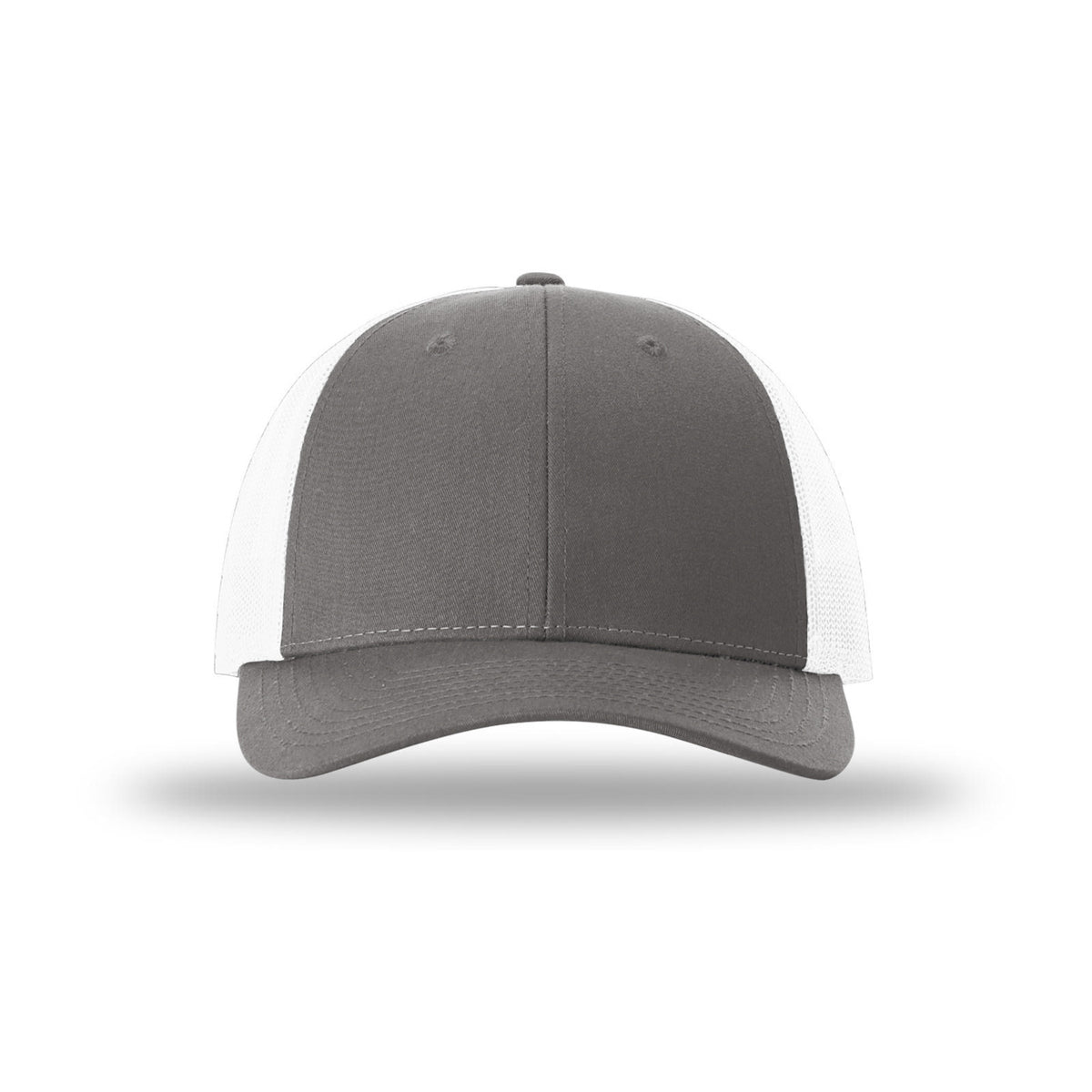 Richardson 115 Low Pro Trucker hat, Charcoal/White, front view