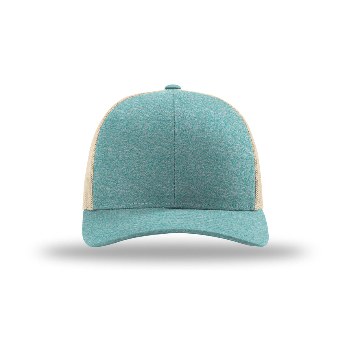 Richardson 115CH Low Pro Heather Trucker hat, Green Teal Heather/Birch, front view