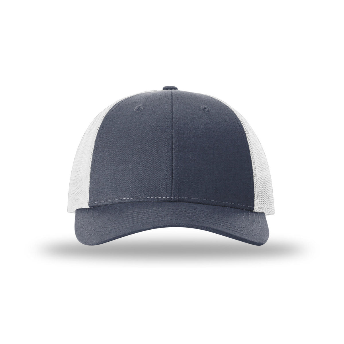 Richardson 115 Low Pro Trucker hat, Heather Navy/Light Grey, front view