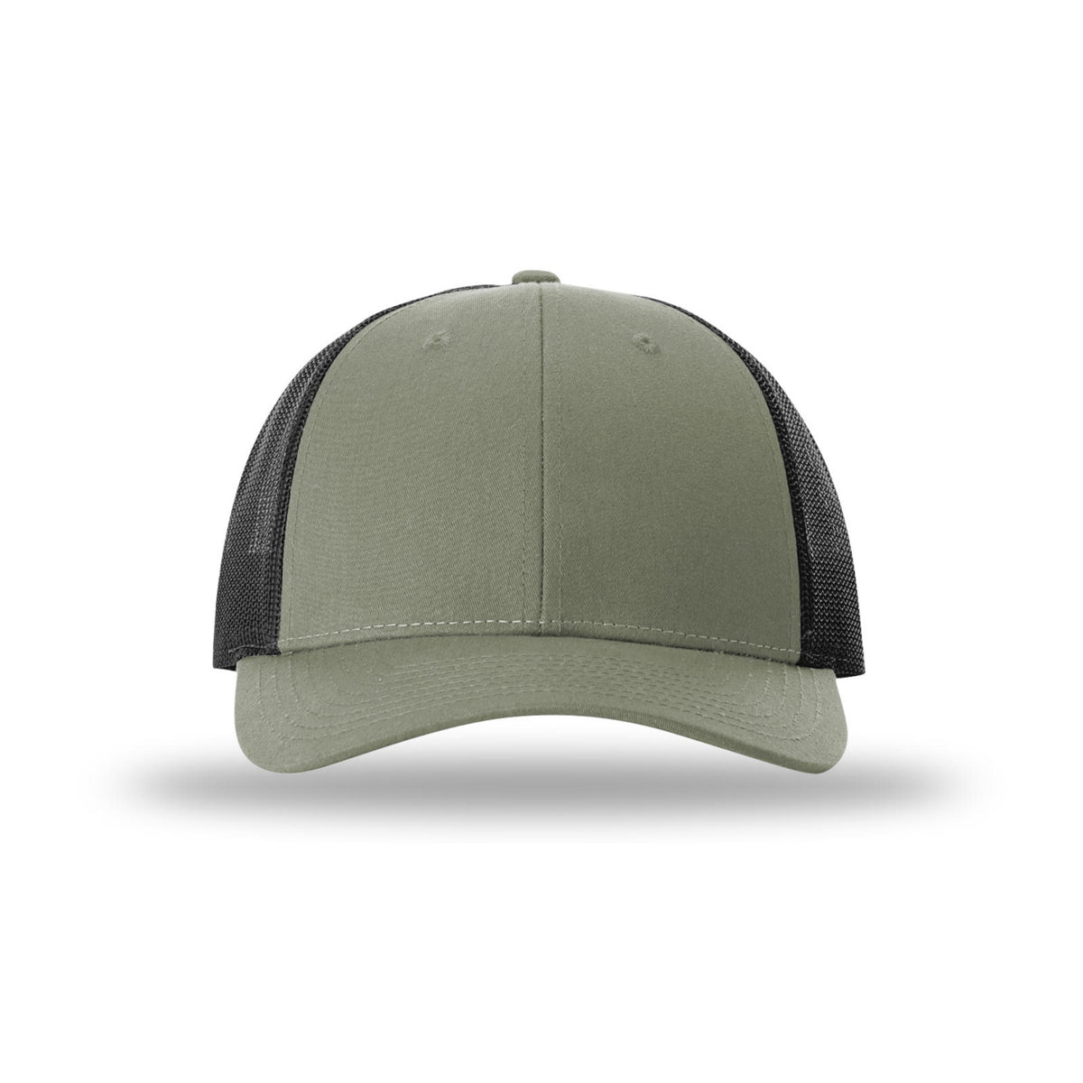 Richardson 115 Low Pro Trucker hat, Loden Green/Black, front view