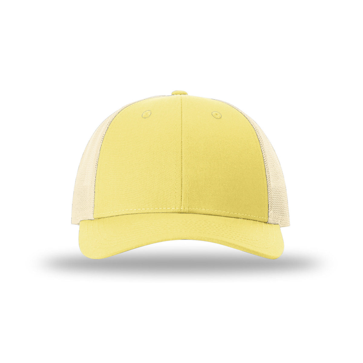 Richardson 115 Low Pro Trucker hat, Pale Banana/Birch, front view