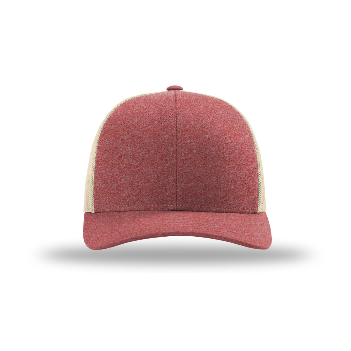 Richardson 115CH Low Pro Heather Trucker hat, Red Heather/Birch, front view