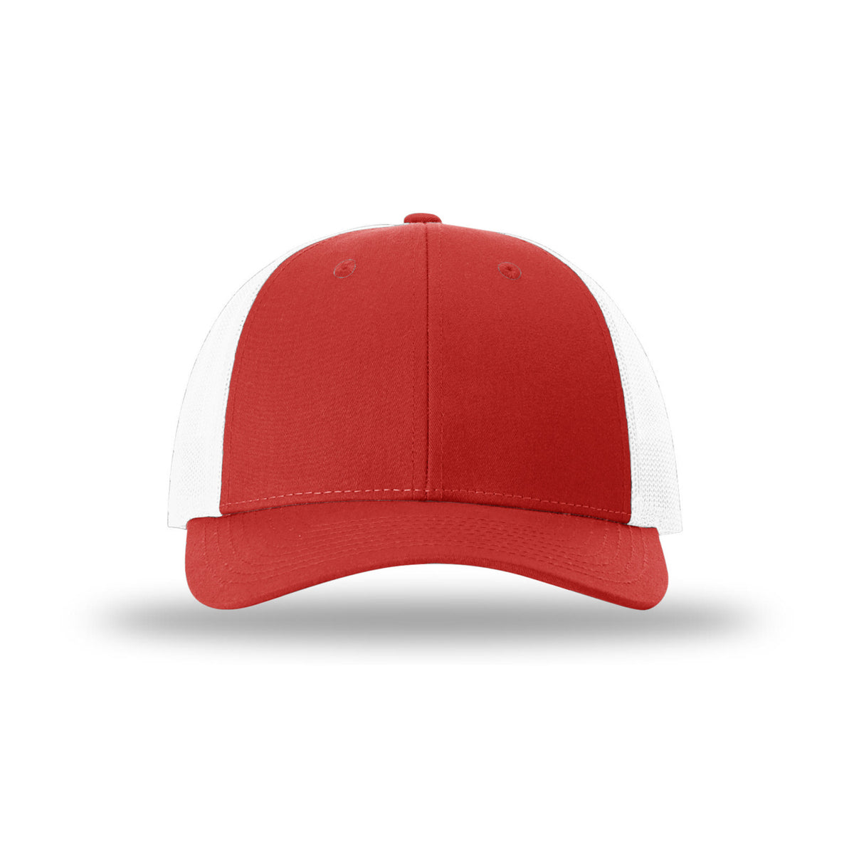 Richardson 115 Low Pro Trucker hat, Red/White, front view