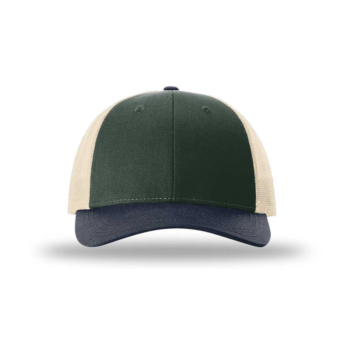 Richardson 115 Low Pro Trucker hat, Spruce/Birch/Light Navy, front view