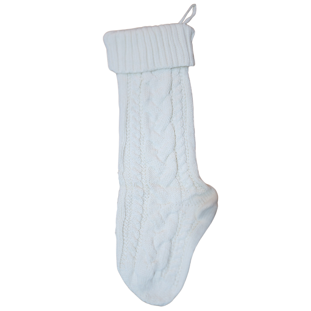 Knit Christmas Stocking with Personalized Leather Patch