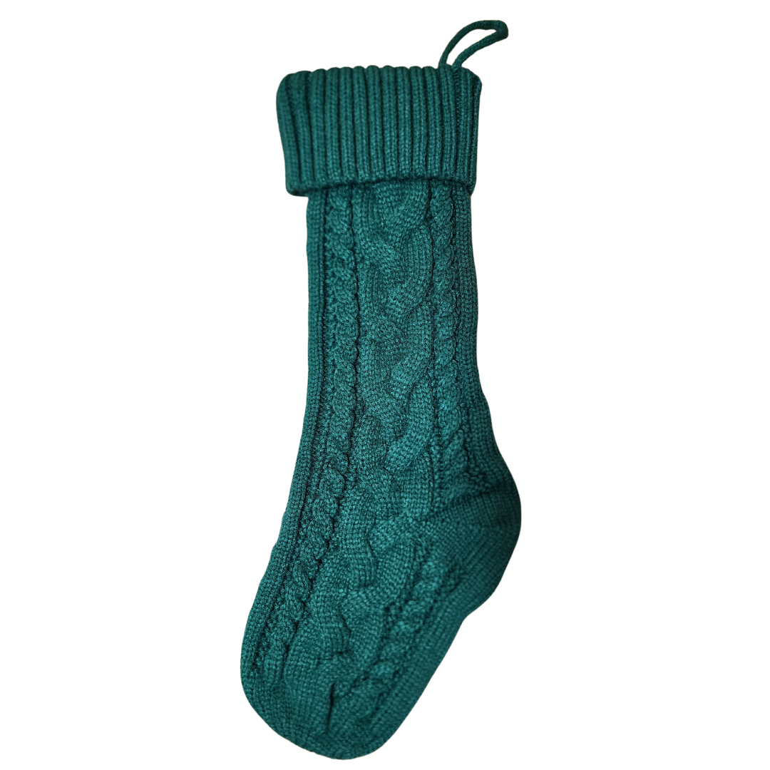 Knit Christmas Stocking with Personalized Leather Patch