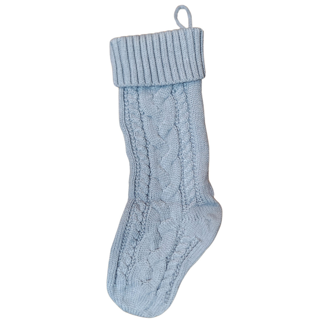 Knit Christmas Stocking with Personalized Leather Patch