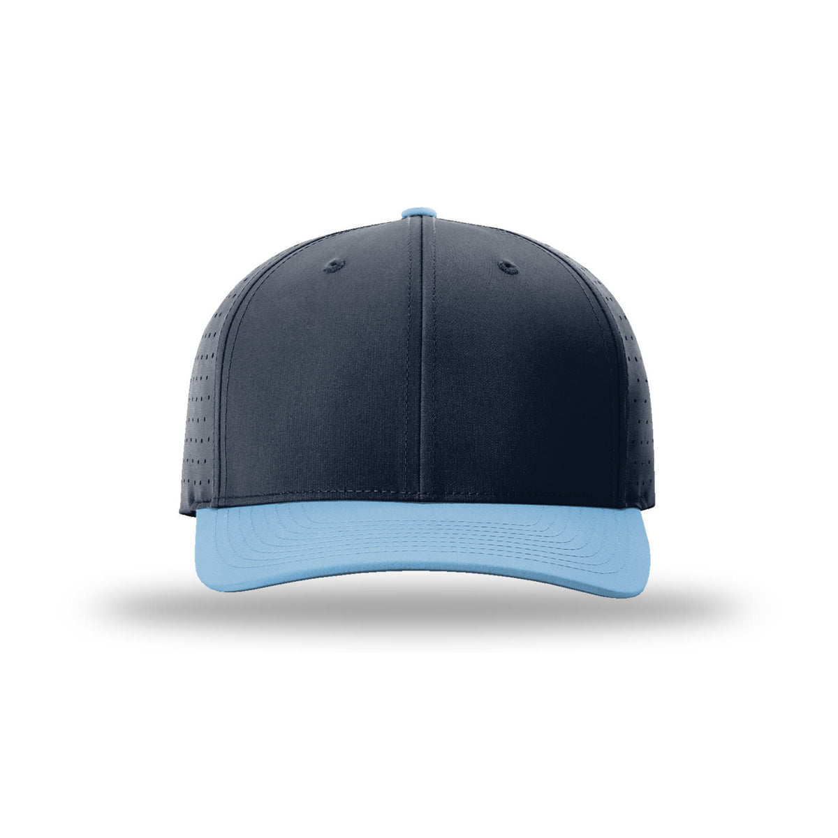 Richardson 632 Laser Perf R-Flex hat, Navy/Columbia Blue, front view