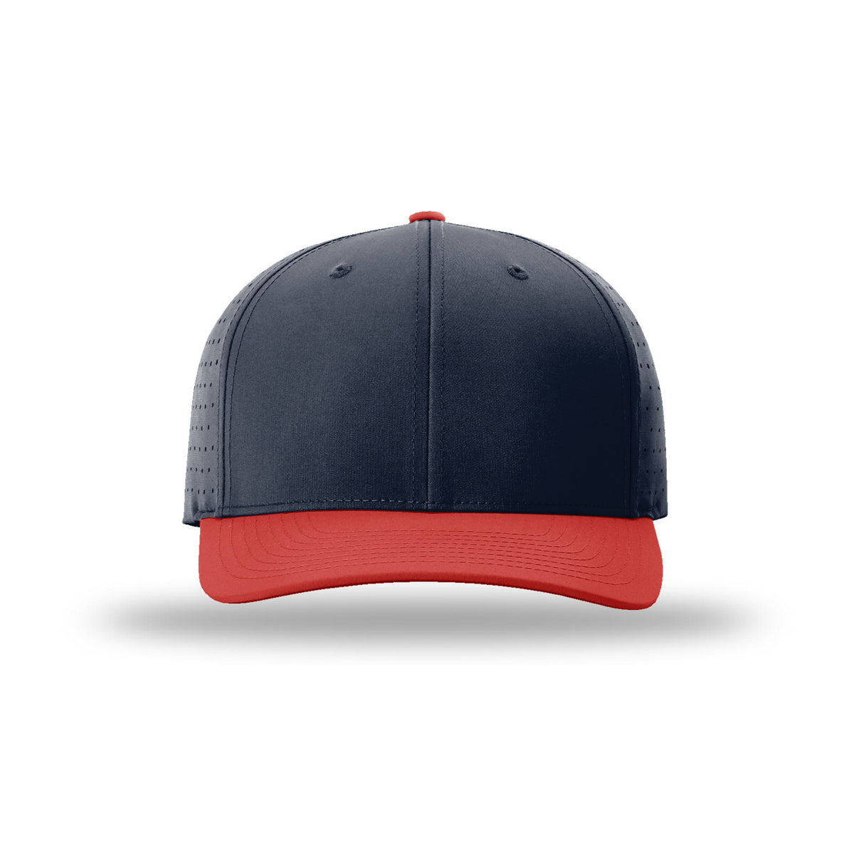 Richardson 632 Laser Perf R-Flex hat, Navy/Red, front view