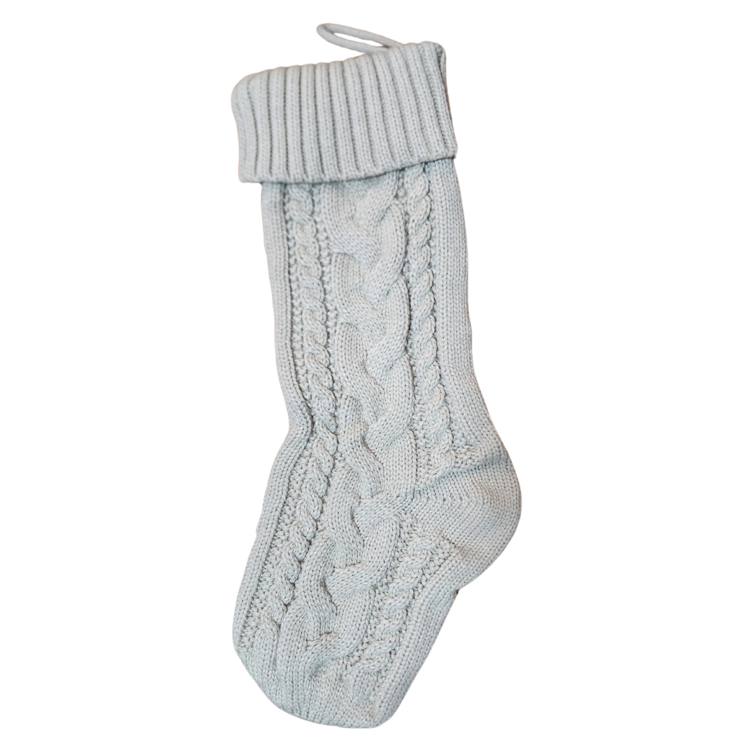 Knit Christmas Stocking with Personalized Leather Patch