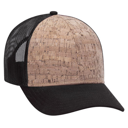 OTTO Cap 83-1212 six panel low profile cork front trucker hat with mesh back