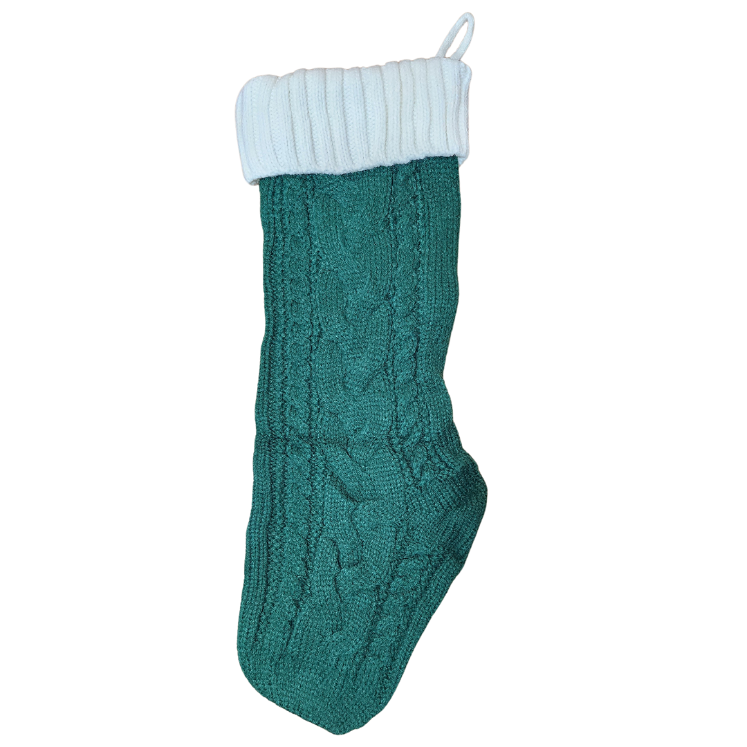 Knit Christmas Stocking with Personalized Leather Patch