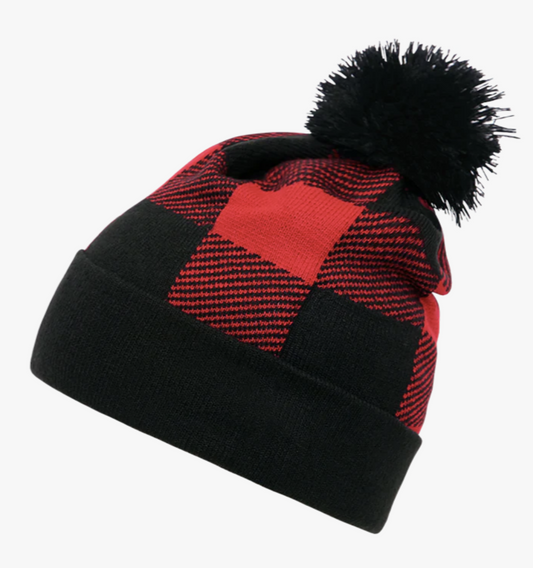 Buffalo Plaid Beanie with Custom Patch