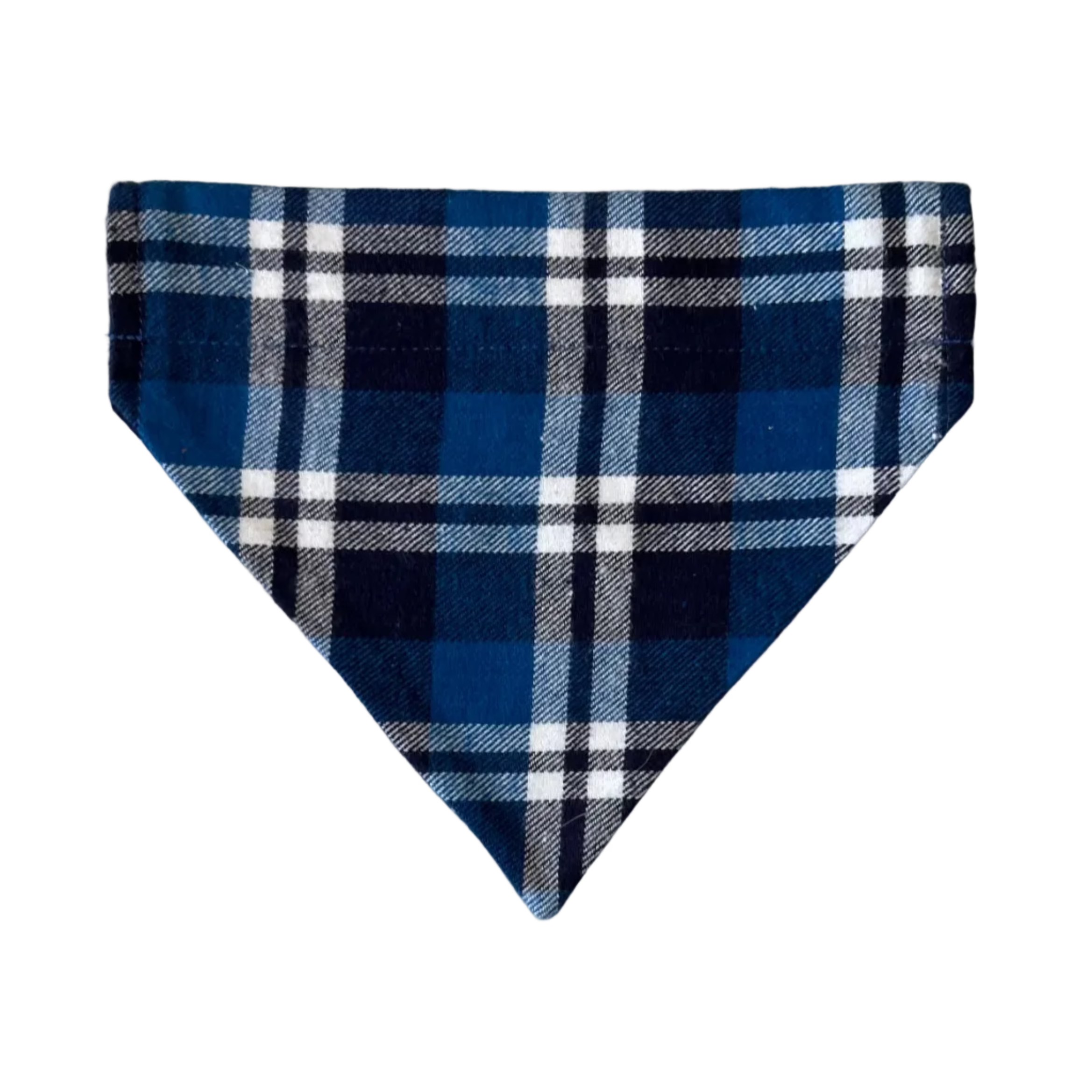 Blue plaid bandana on a marble surface