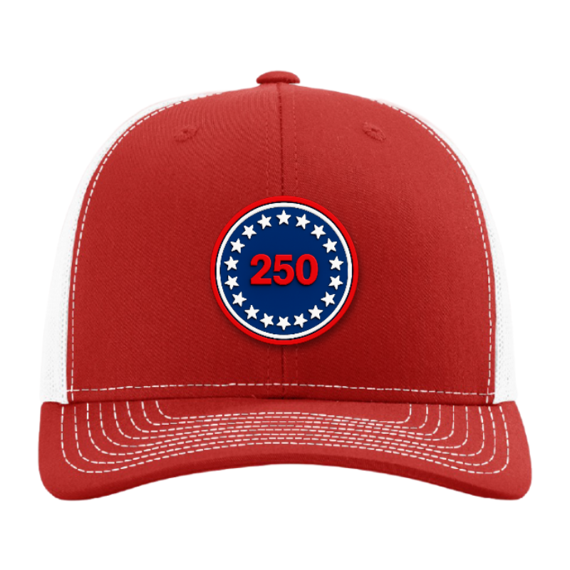 USA 250 Patriotic Trucker Hat – 250th Anniversary Patch Hat