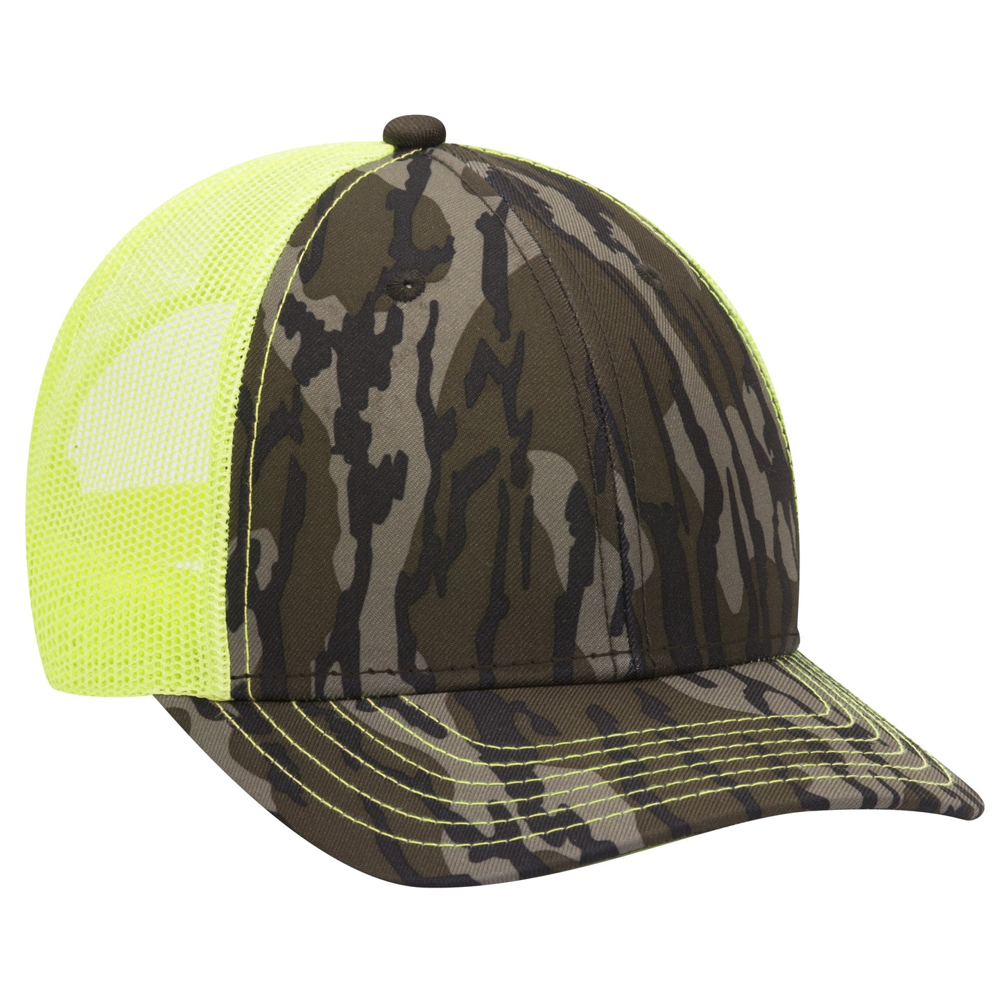 OTTO CAP 171-1293 Mossy Oak Camouflage Superior Polyester Twill 6 Panel Low Profile Mesh Back Baseball Cap