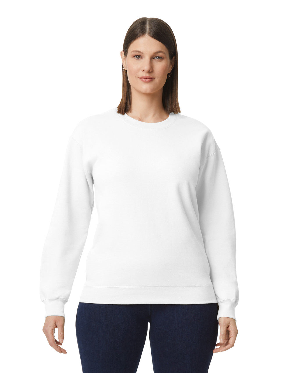Gildan SF000 Softstyle midweight fleece crewneck sweatshirt in white