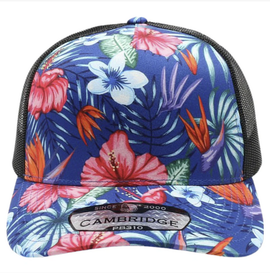 Pitbull Cambridge PB310 5 Panel Mesh Back Hat Floral Snapback with Custom Patch