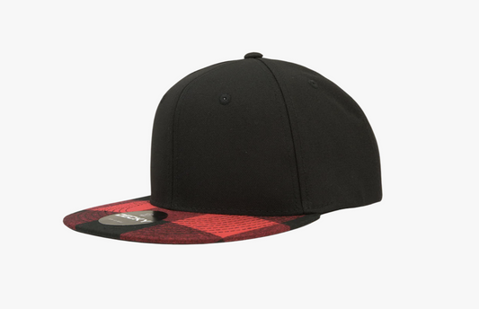 Plaid Trucker Flat Bill Hat with Custom Patch