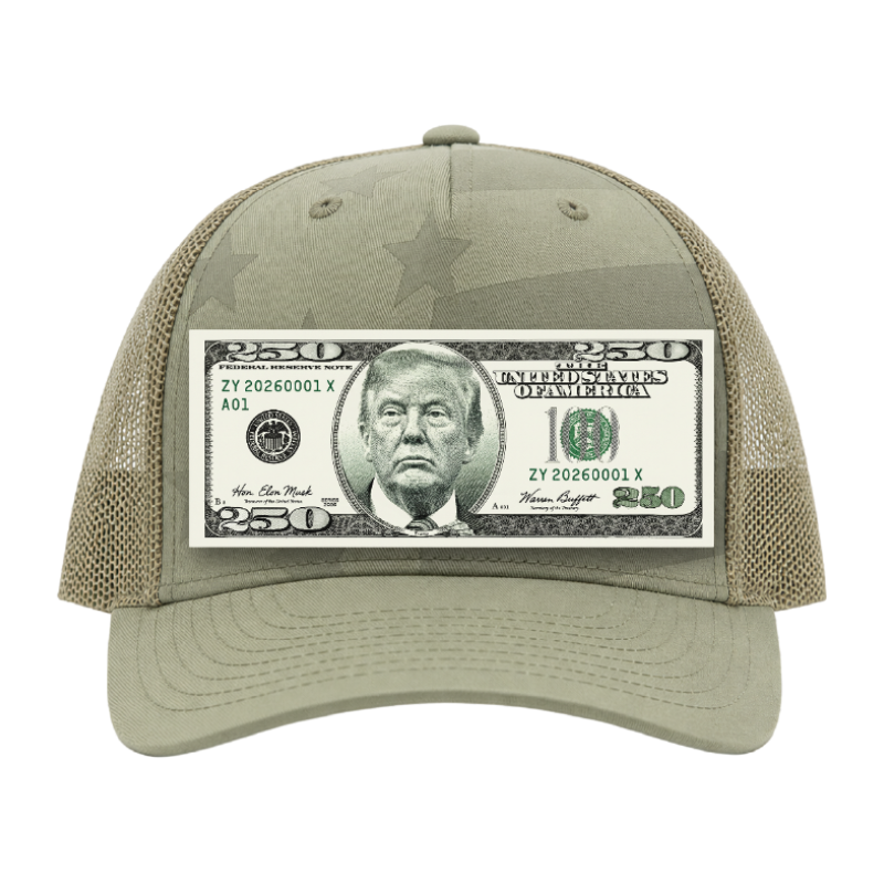 Trump $250 Dollar Bill Trucker Hat for Patriotic Novelty