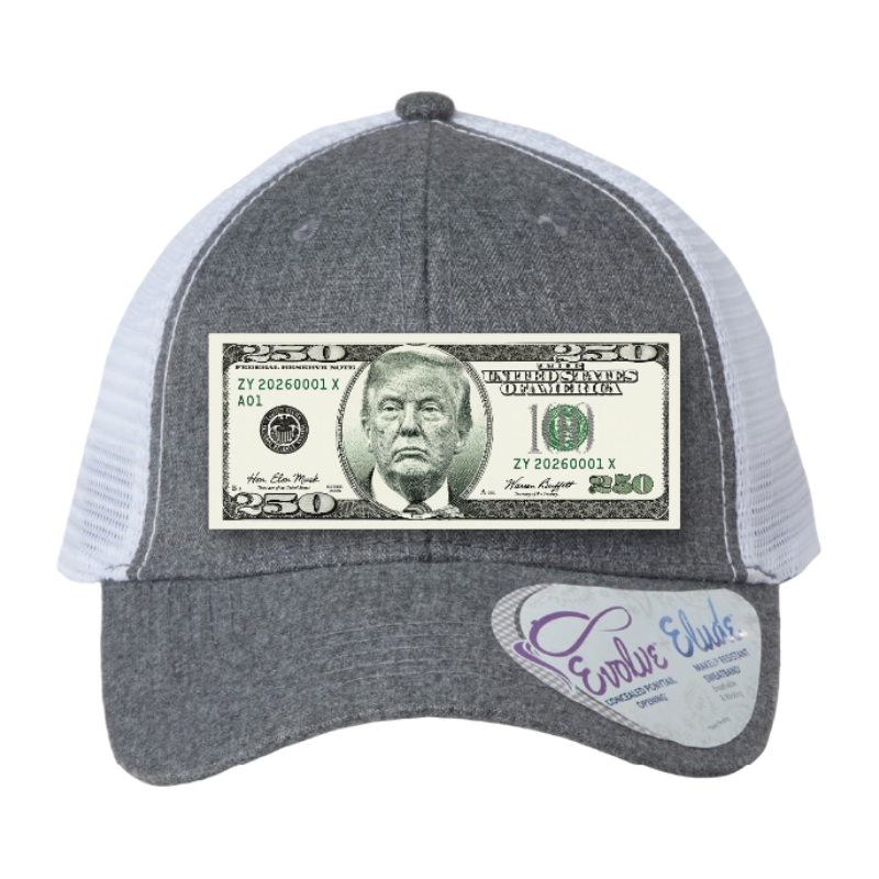 Trump $250 Dollar Bill Trucker Hat for Patriotic Novelty