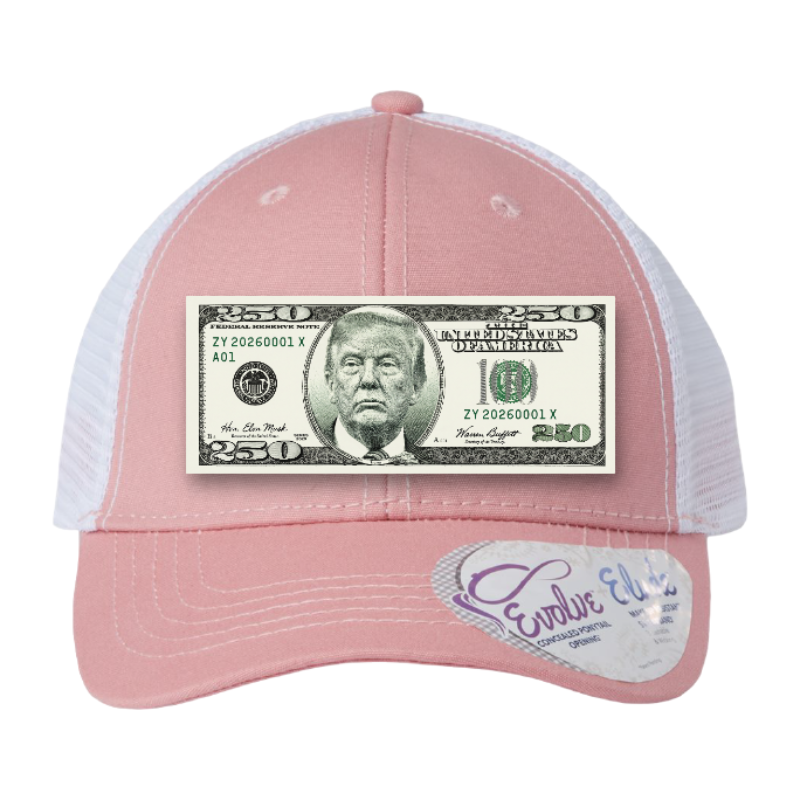 Trump $250 Dollar Bill Trucker Hat for Patriotic Novelty