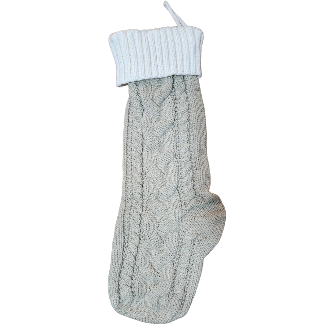 Knit Christmas Stocking with Personalized Leather Patch