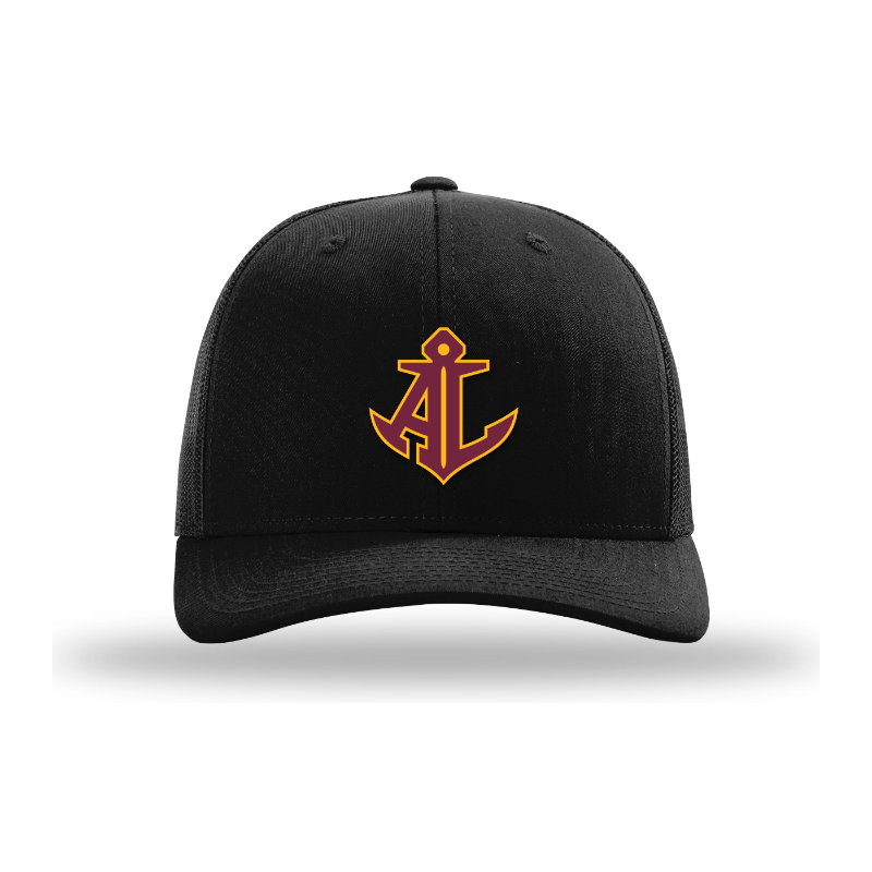 Avon Lake Anchor Hat | AL Anchor Trucker Hat | Black & White Hometown Patch Cap