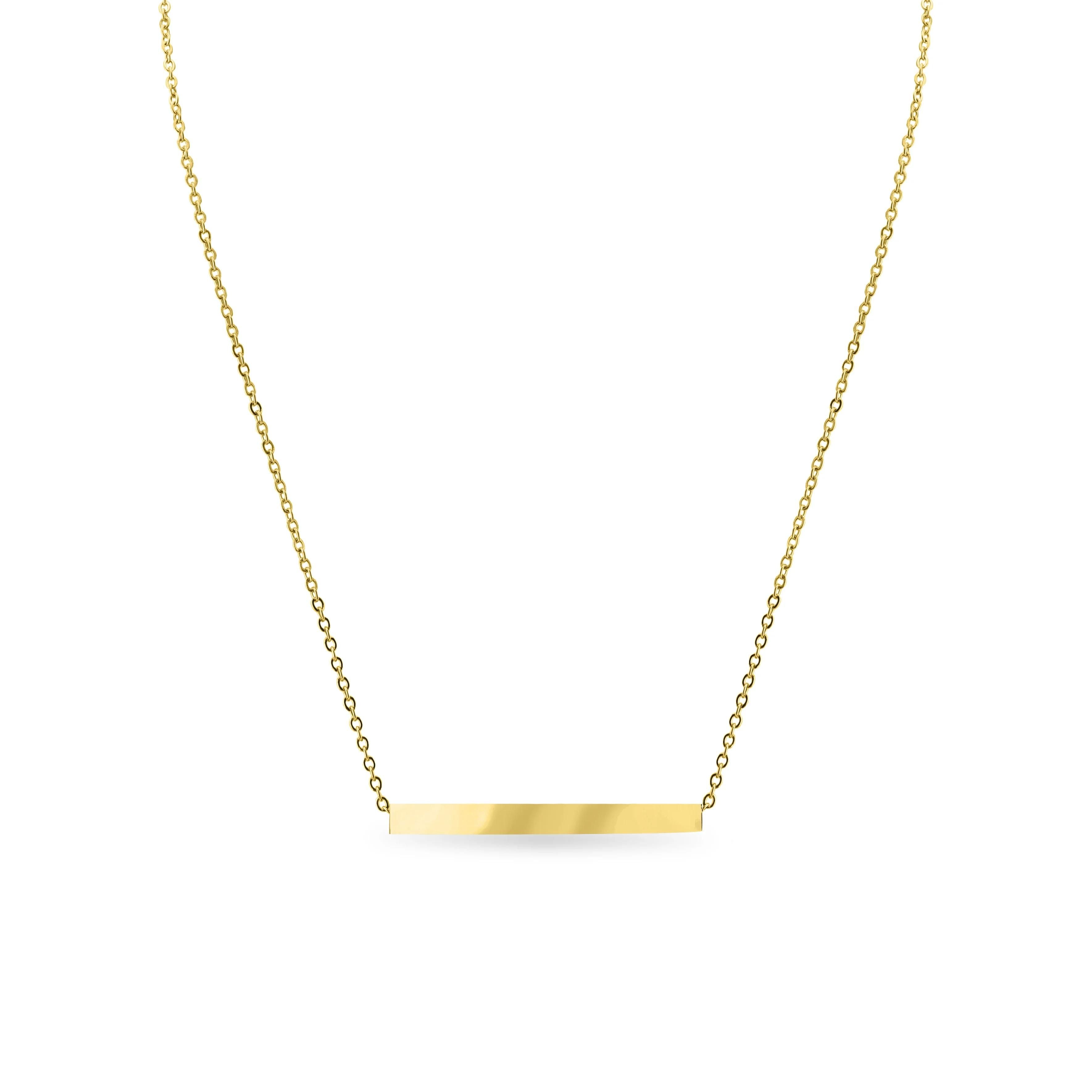 Square 4 Sided Horizontal Bar Stainless Steel Necklace