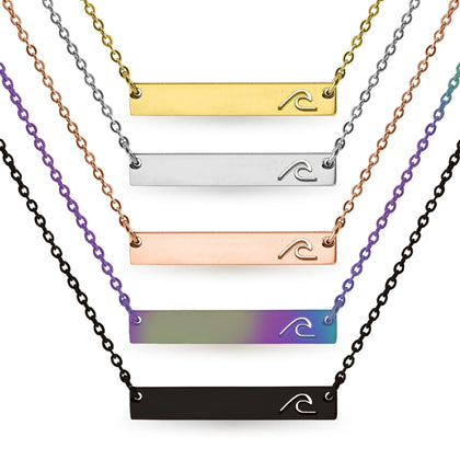Bar necklaces with a wave cut-out in gold, silver, rose gold, rainbow and black