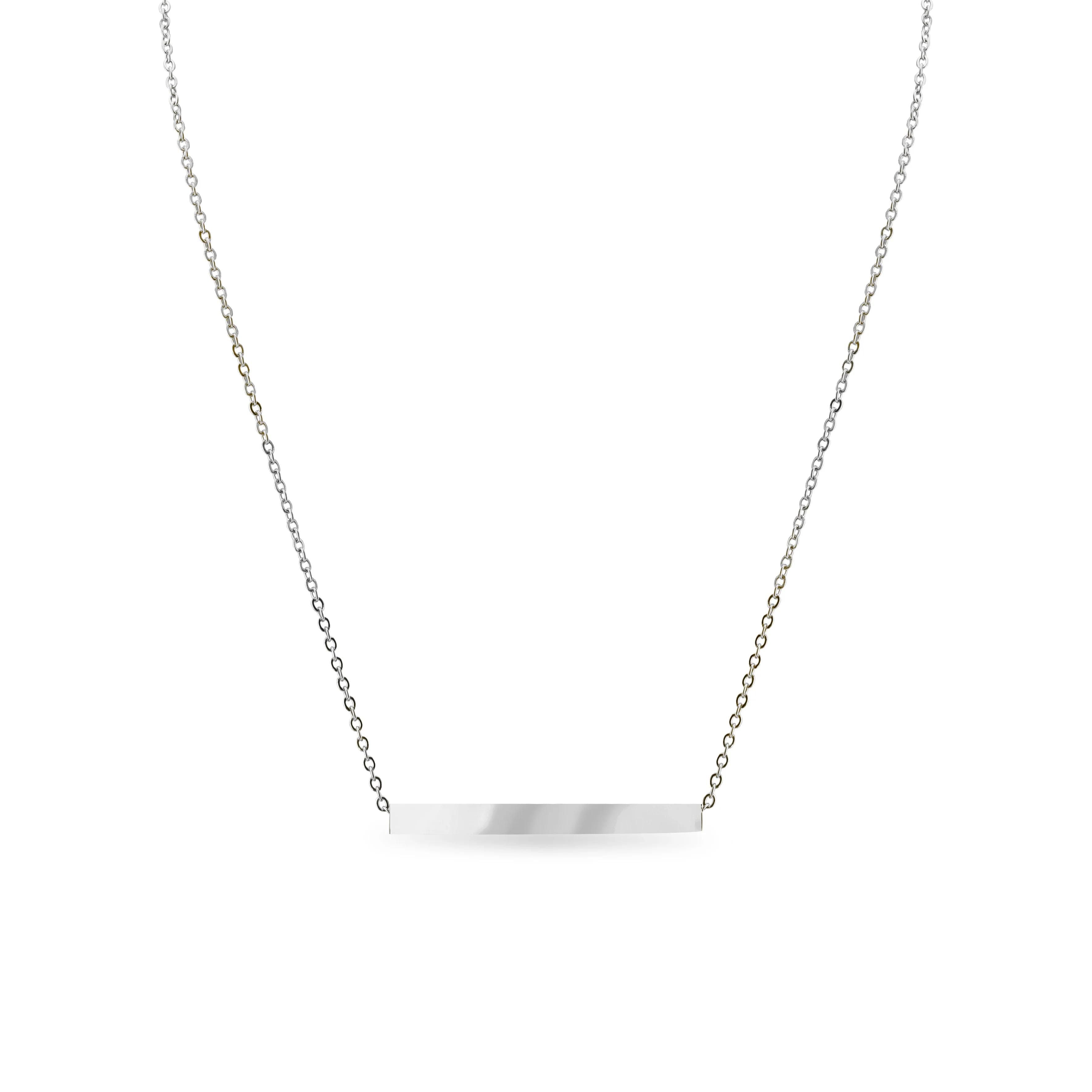 Square 4 Sided Horizontal Bar Stainless Steel Necklace