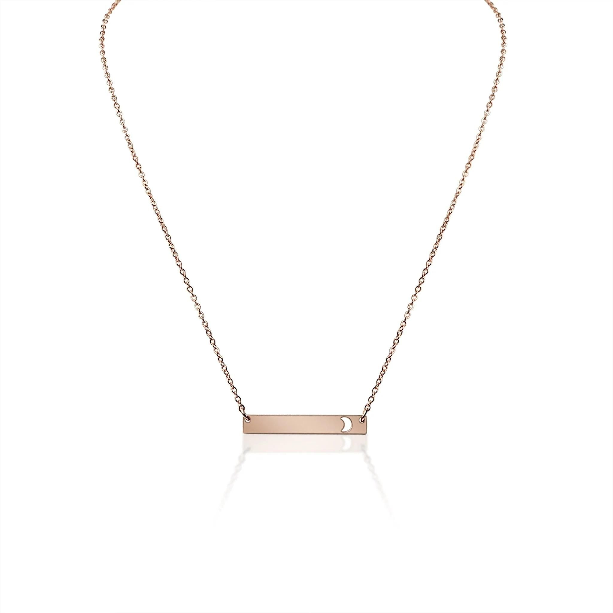Moon Cutout Horizontal Bar Stainless Steel Necklace