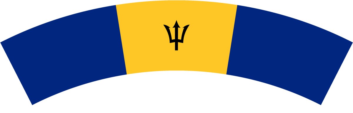 Barbados flag rear patch, curved for the back of a cap