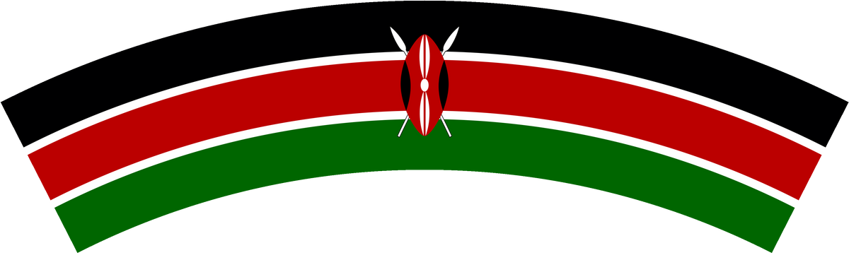 Kenya flag rear patch, curved for the back of a cap