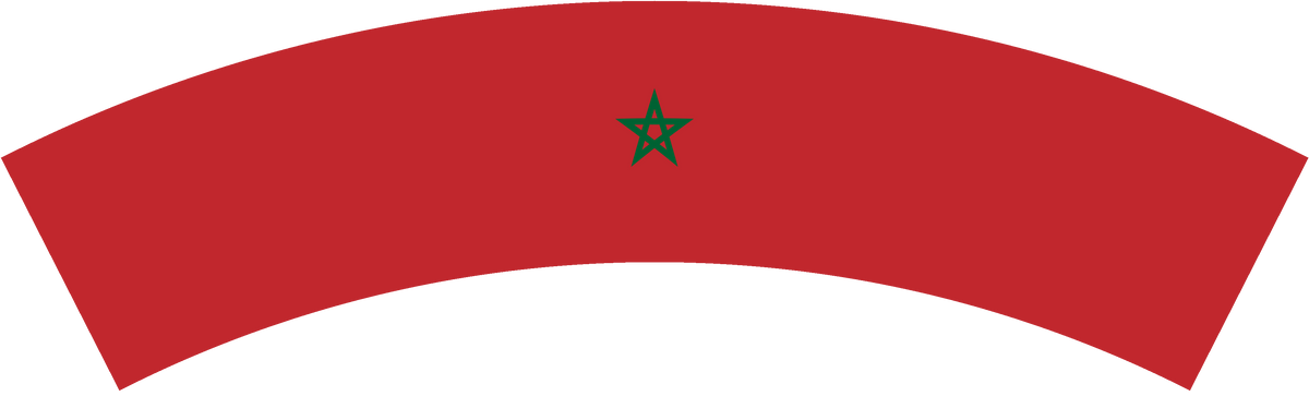 Morocco flag rear patch, curved for the back of a cap