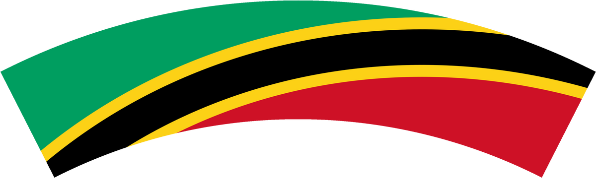 Saint Kitts and Nevis flag rear patch, curved for the back of a cap