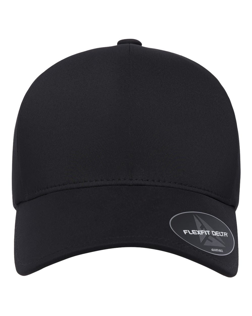 Flexfit Delta 180AP performance hat in black, front view