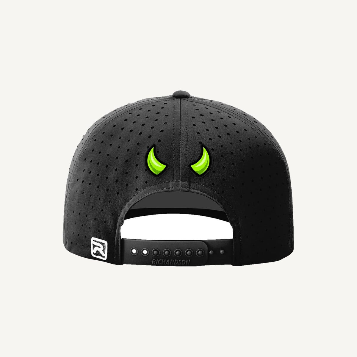 Golf Demons Bob and Crossed Clubs on a Richardson 632 hat in Black โ back