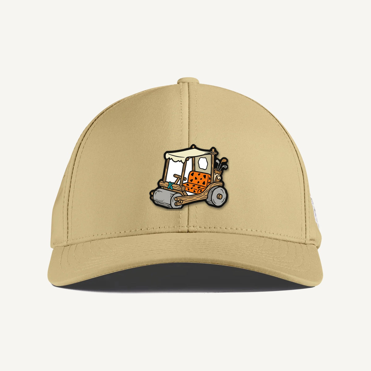 Golf Demons Stone Age patch on a Branded Bills 500 hat in Desert โ front