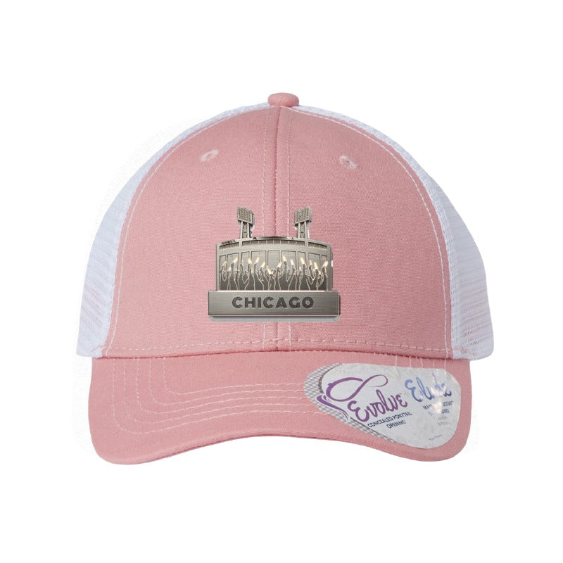 Chicago Soldier Field patch hat — Dusty Rose/White (Ponytail)