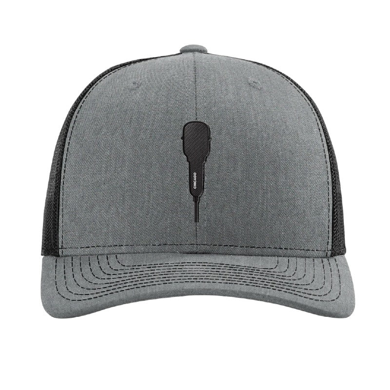 Carbon fiber microphone patch trucker hat, Chicago — Heather Grey/Black