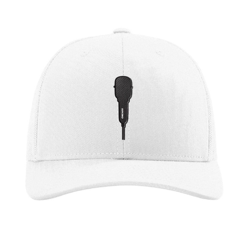 Carbon fiber microphone patch trucker hat, Chicago — White