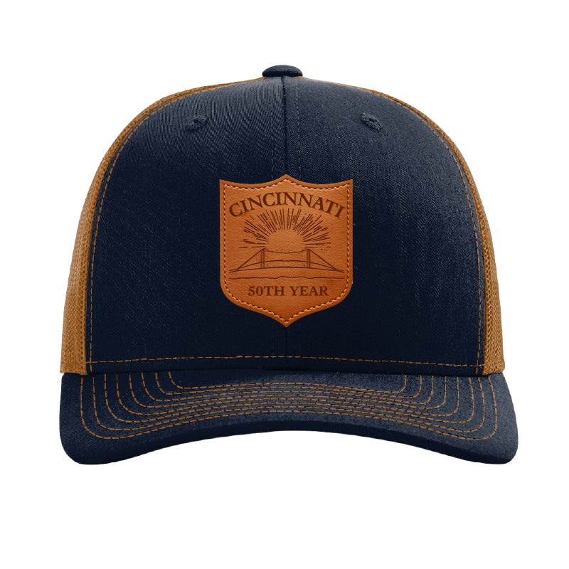 Cincinnati fireworks patch hat — Navy/Caramel