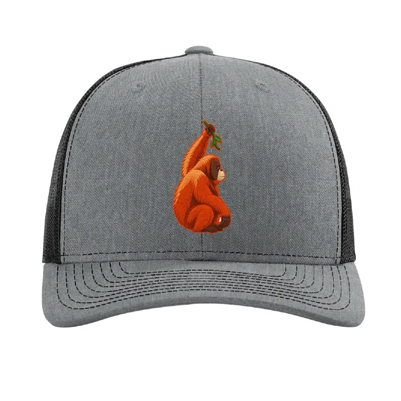 Embroidered orangutan patch trucker hat, Cleveland - Heather Grey/Black